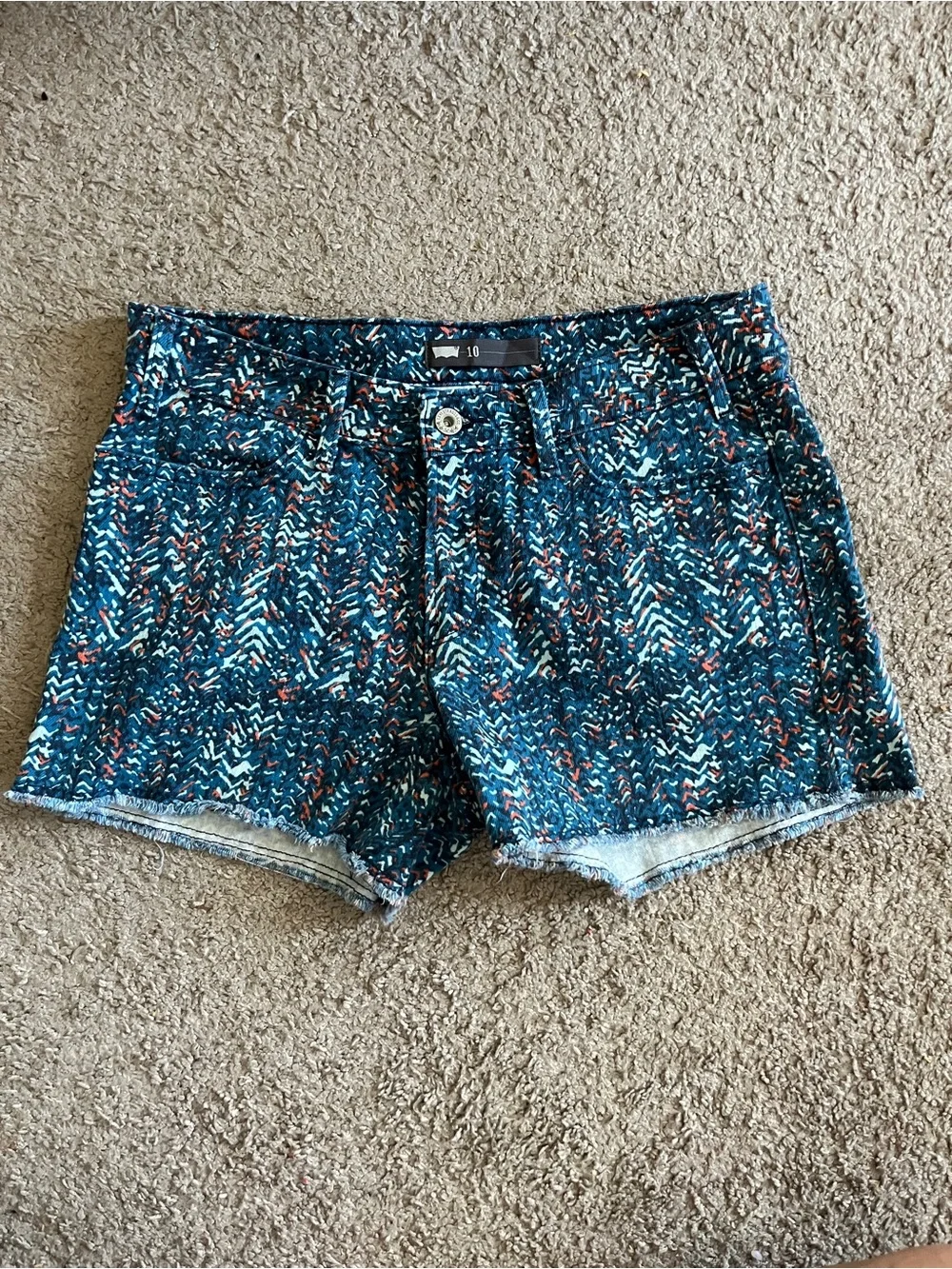 Levi's Teal Patterned Denim Shorts